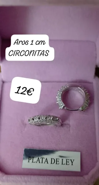 Aros Circonitas Plata de Ley 1cm