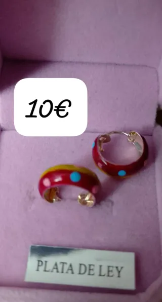 Pendientes Plata de Ley Aro Diseño Lunares