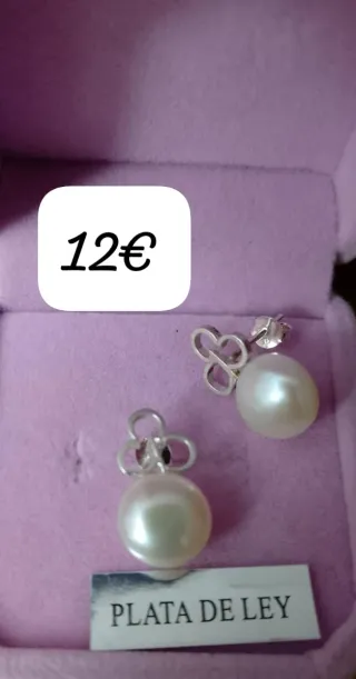 Pendientes Plata Ley Perla
