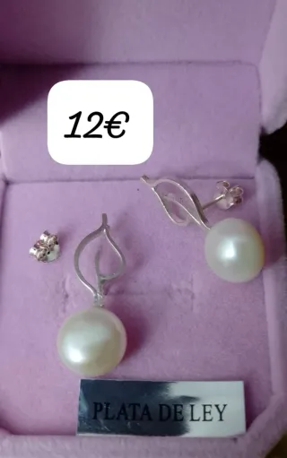 Pendientes Plata Ley Perla
