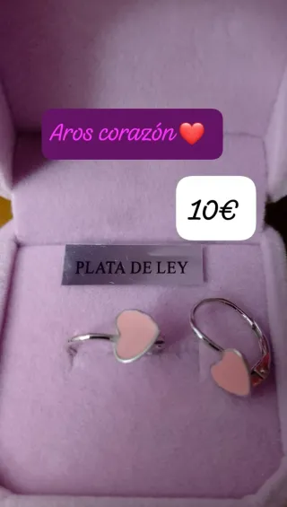 Aros Corazón Plata de Ley