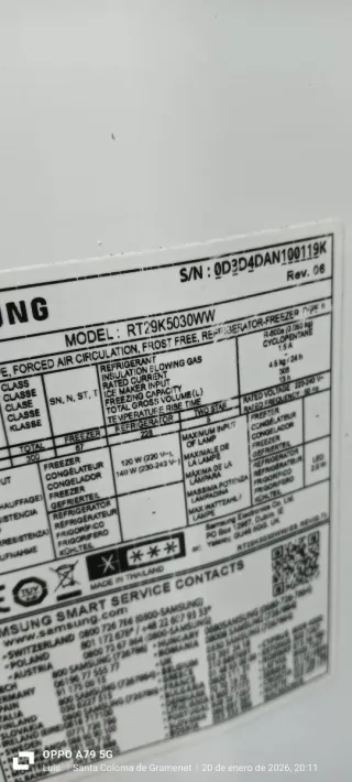 NEVERA SAMSUNG NO FROST ENERGÍA A+