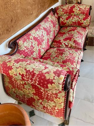 Sofá clásico madera tallada 2/3 plazas