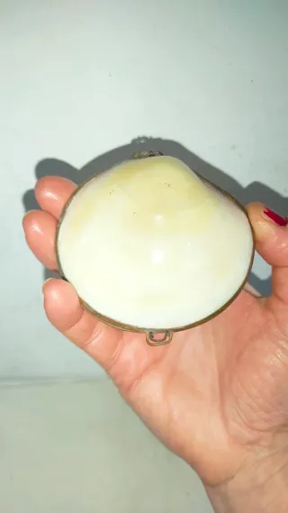 Caja joyero concha nacarada latón antigua vintage