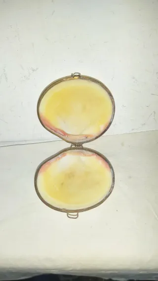 Caja joyero concha nacarada latón antigua vintage