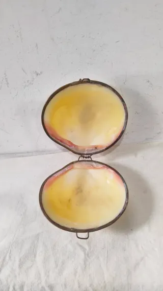 Caja joyero concha nacarada latón antigua vintage