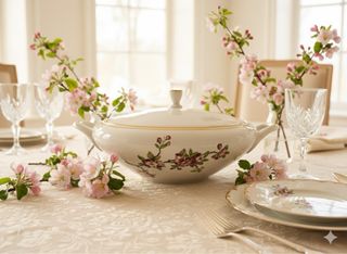 Zuppiera porcellana anni '60 decorata