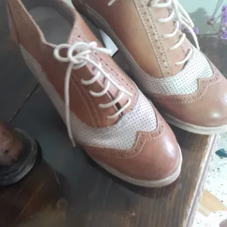 Scarpe donna tacco 39 marrone/bianco