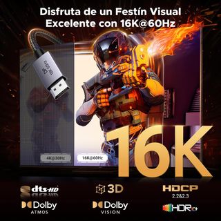 UGREEN Cable DisplayPort 2.1 16K 60Hz 8K 120Hz 4K