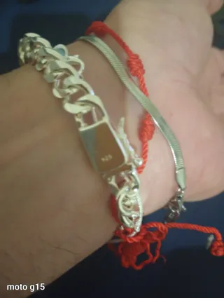 Pulsera Plata Unisex Roja y Plateada