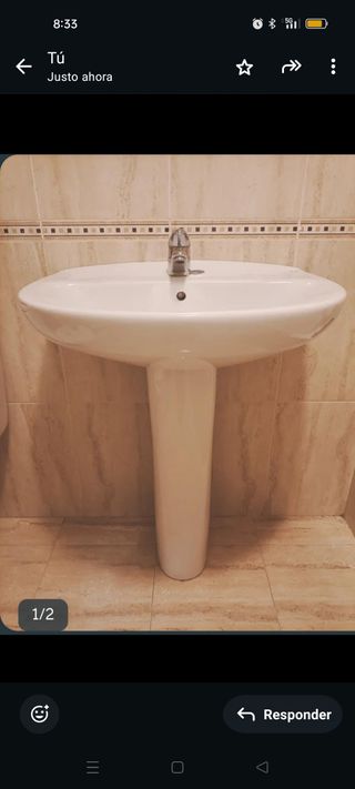 Lavabo grifería pie Roca Porcelana