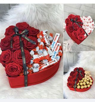 Cajas de rosas y bombones San Valentín