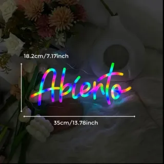 Lampada Neon Led "ABIERTO" Multicolor