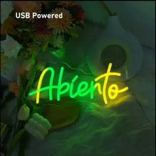 Lampada Neon Led "ABIERTO" Multicolor