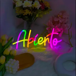 Lampada Neon Led "ABIERTO" Multicolor