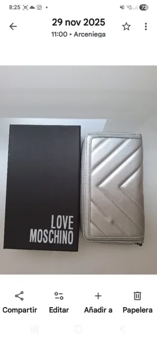 Cartera Love Moschino Plateada Corazones