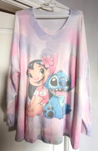 Camiseta Larga Stitch y Lilo