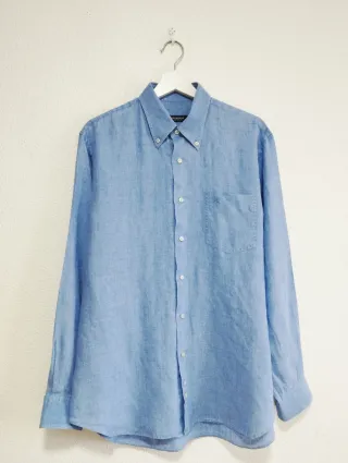Camisa Burberry Lino Azul