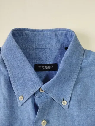 Camisa Burberry Lino Azul