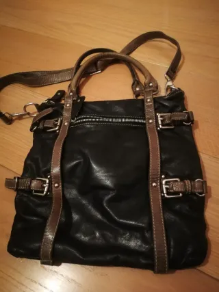 Borsa tracolla pelle nera e viola