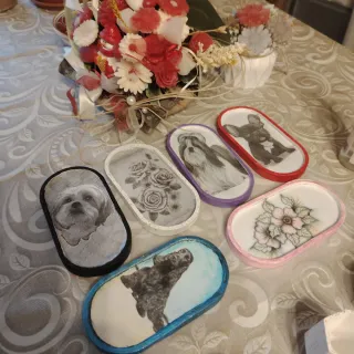 Vassoio in ceramica decorato floreale