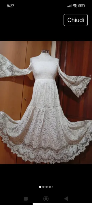 Abito lungo pizzo bianco