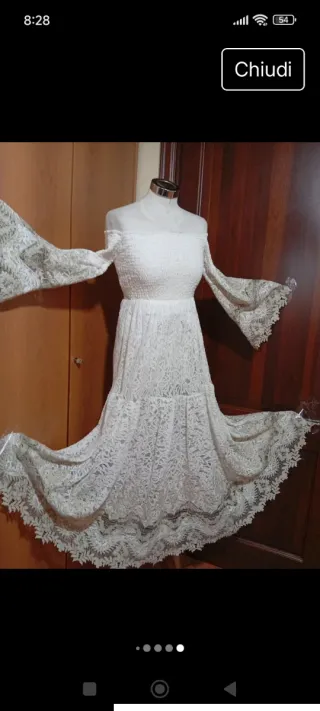 Abito lungo pizzo bianco