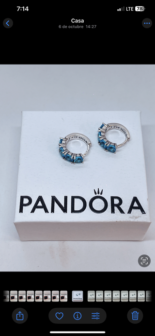 Pendientes Aro Abrazo Azul Pandora