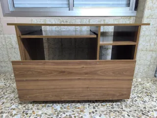 Mesa escritorio madera con ruedas