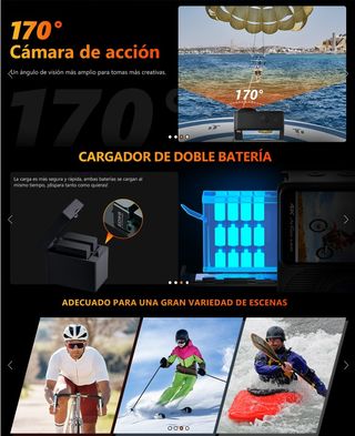Cámara Deportiva 4K Táctil + Accesorios