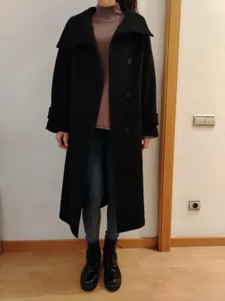 Abrigo Lana Zara Negro Oversize