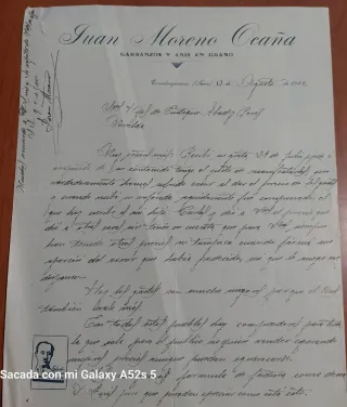 Carta Juan Moreno Ocaña 1940
