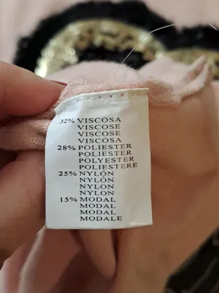 Jersey rosa pastel corazón lentejuelas