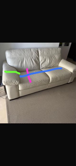 Sofá de cuero Natuzzi Blanco-Crema