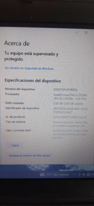 Portátil Dell Negro 500Gb 6Ram