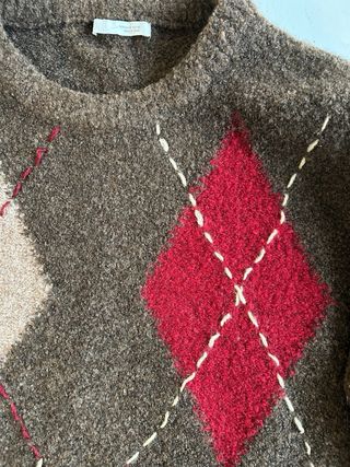 Jersey de rombos marrón y rojo Talla M