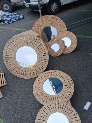 Espejo redondo tejido 50 cm