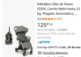 Silla Paseo Kikkaboo Edén Bebé Plegable 22kg