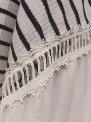 Camiseta Talla Grande Rayas Manga Blanca