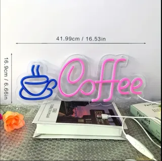 Lampada Neon Led "COFFEE" Blu e Rosa