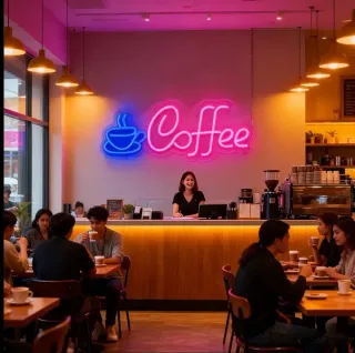 Lampada Neon Led "COFFEE" Blu e Rosa
