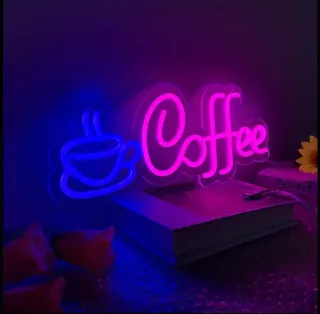 Lampada Neon Led "COFFEE" Blu e Rosa