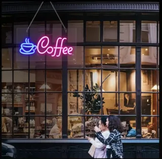 Lampada Neon Led "COFFEE" Blu e Rosa