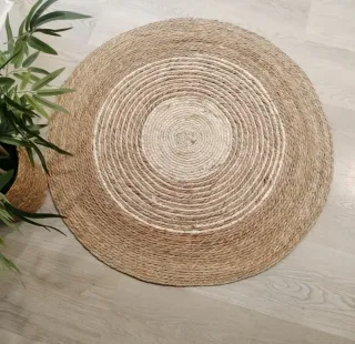 Alfombra Redonda Fibra Natural Estilo Boho-Nórdico