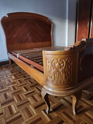 Cama antigua madera maciza 135x180