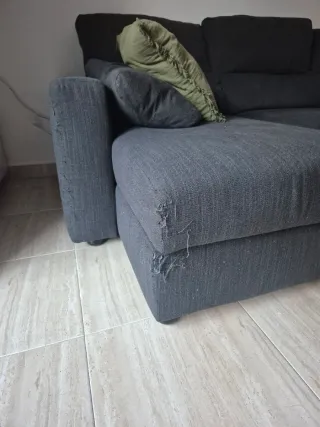 Sofá chaise longue modular gris tela