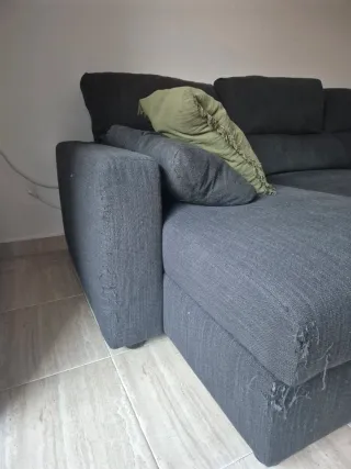 Sofá chaise longue modular gris tela