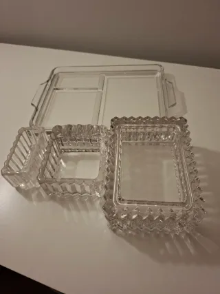 Set fumo vintage vetro pressato trasparente