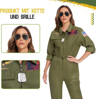 Herenear Disfraz Aviador Mujer, Disfraz de Piloto