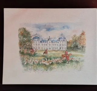 2 Stampe Antiche Caccia e Mont Saint-Michel